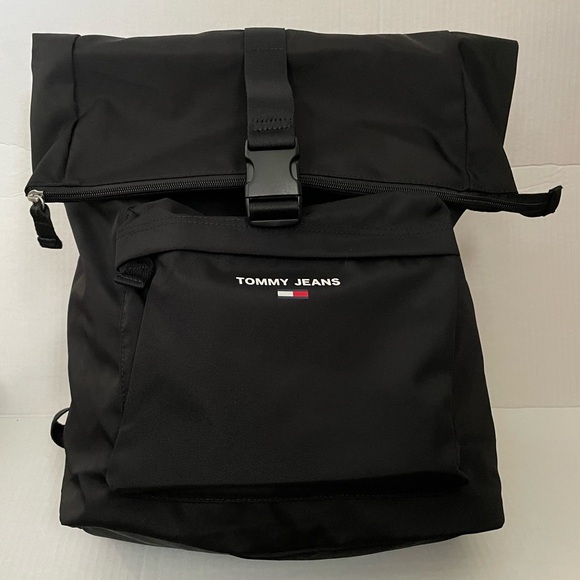 Tommy Jeans Rolltop Backpack NWT — Imported from Europe Black Canvas — Recycled - Picture 8 of 8